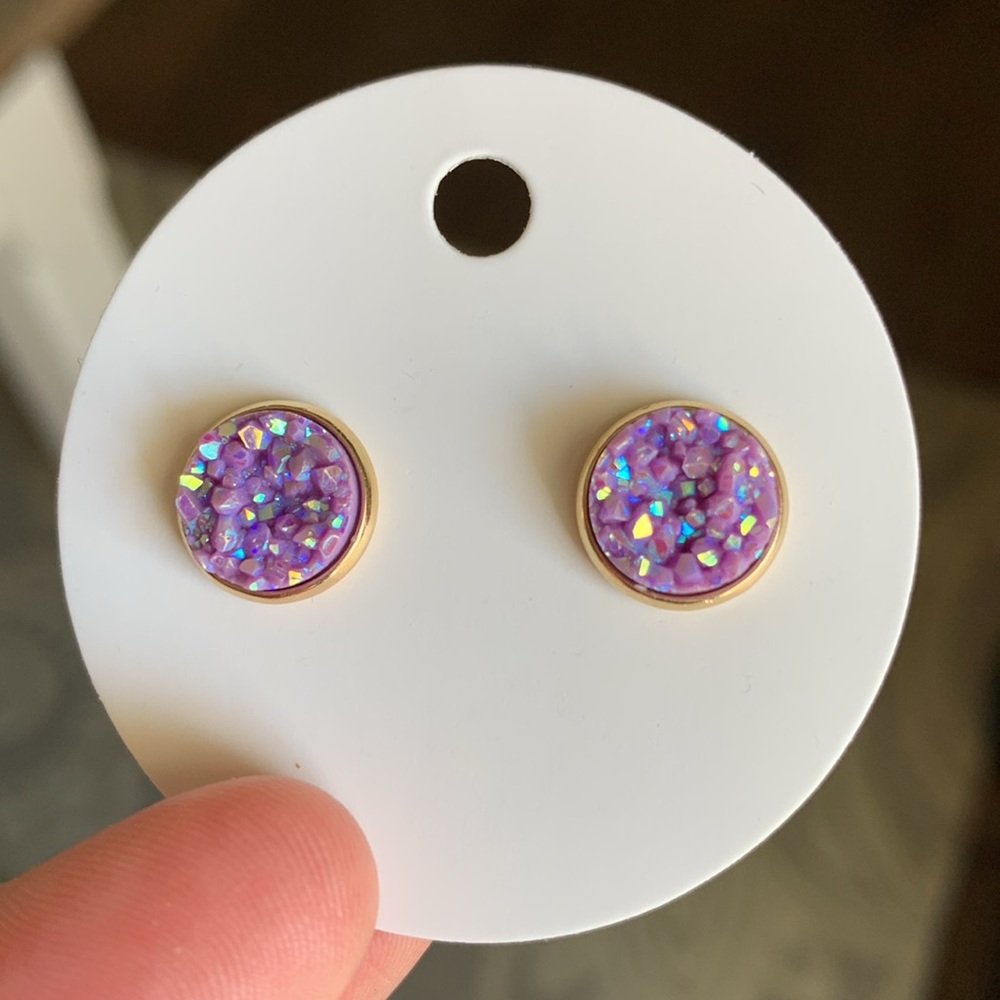 10mm Purple Druzy Stud